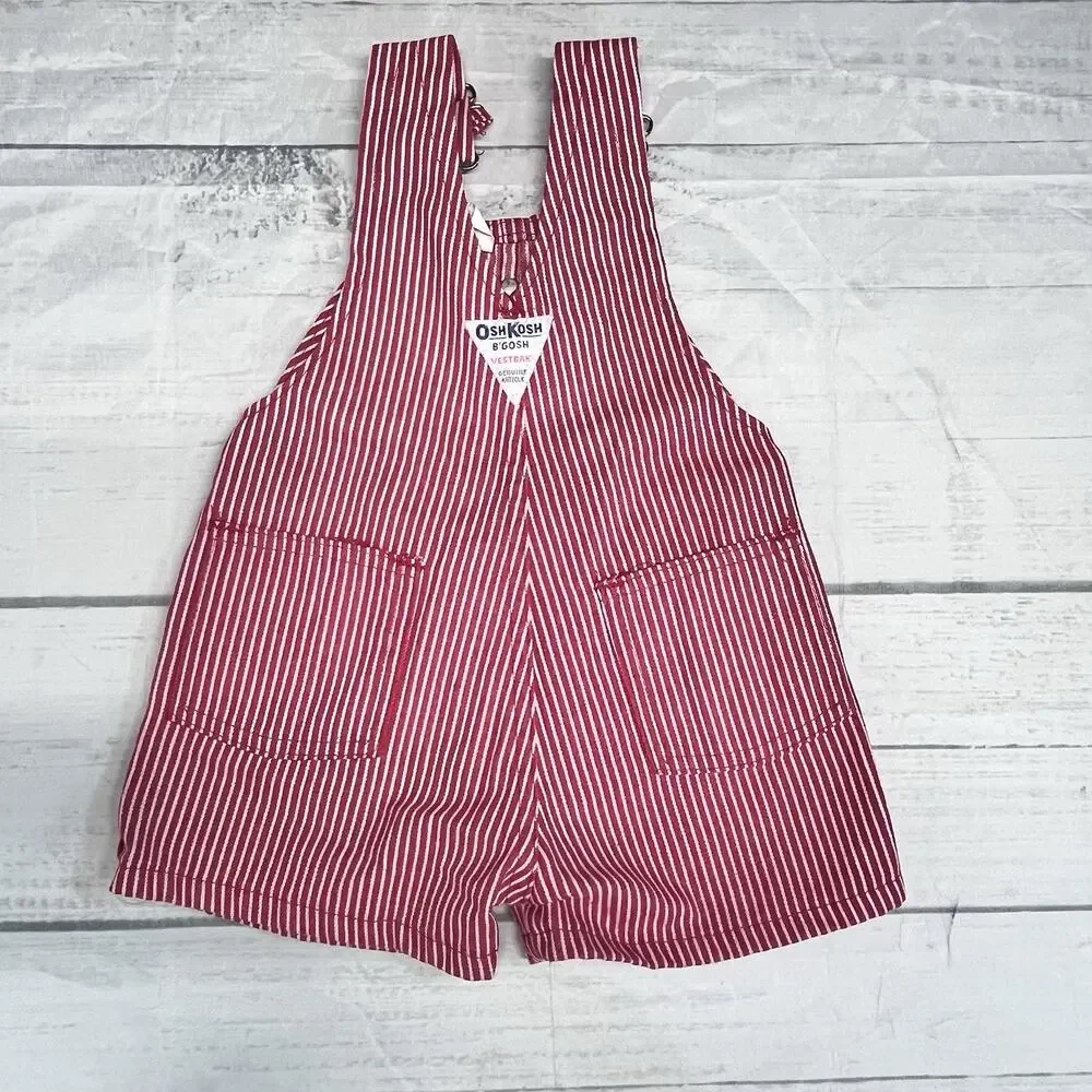 Vintage OshKosh B’gosh Vestbak Shortalls size 2T Made In USA Red Stripes 90's